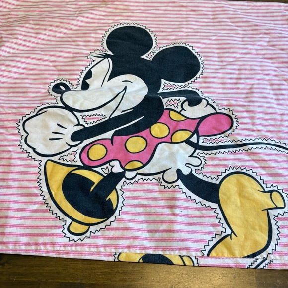 Disney Vintage Printed Pillowcase Minnie Mouse Stripe Ruffle Double Sided - Picture 3 of 7